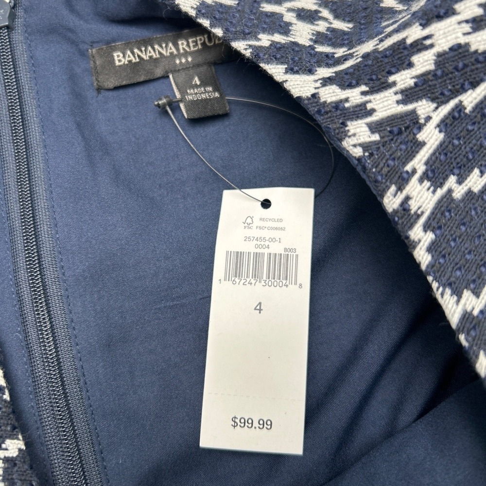 NWT Banana Republic Womens Shift Midi Dress Navy White Size 4 Nautical Summer - Picture 6 of 11